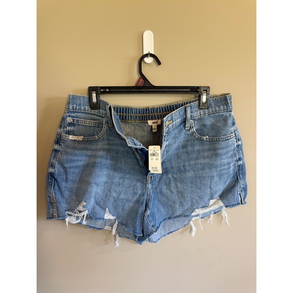 Aerie Womens Large Denim High Waisted Mom Distressed Jean Shorts - Picture 1 of 3